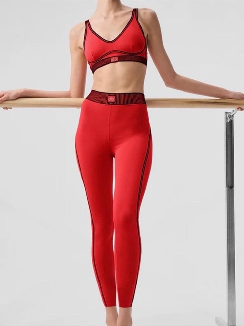 Airlift high waist 7/Sline up leggings l- Like New- XS - Poppy Red